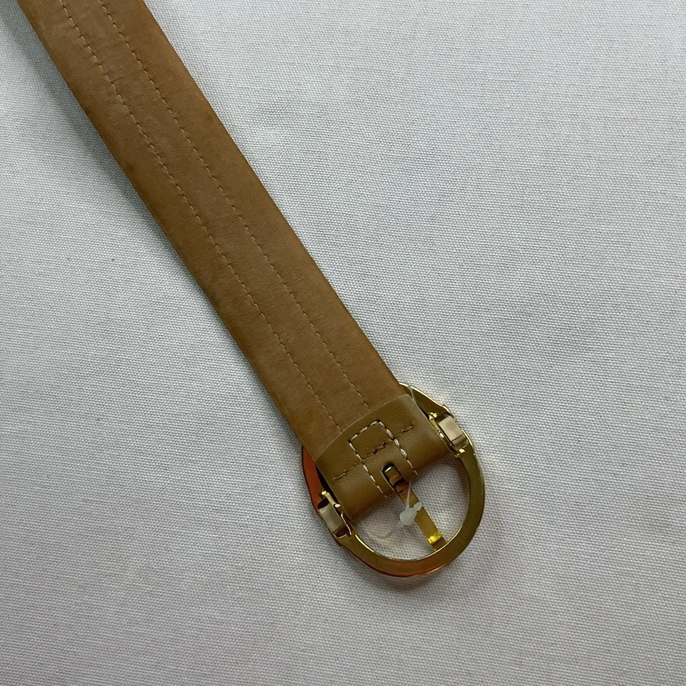 Carlisle Belt Taupe Colored Medium Italy Women Oval Shaped Brass Buckle Fashion